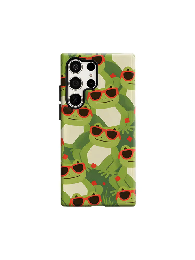 Stoßfeste Doppelschicht Handyhülle mit Frosch-Motiv und Sonnenbrille für Samsung Galaxy S26 S25 S24 S23 Ultra Plus, Mehrfarbig - Bild 6
