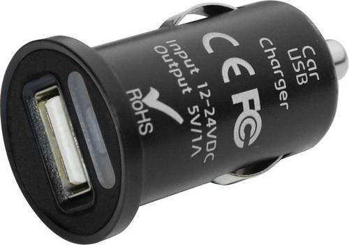 Eufab Mini USB Ladeadapter Schwarz, universeller Wandler von 12V auf 5V oder 24V auf 5V mit max. 1A Belastbarkeit - Bild 1