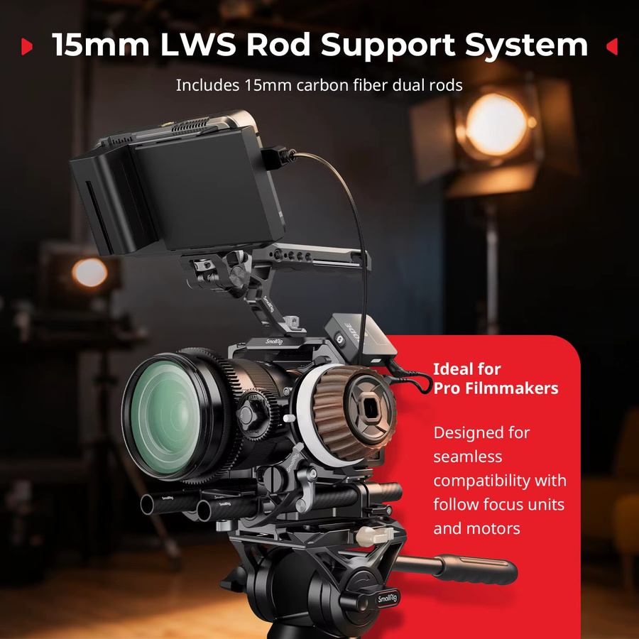 SmallRig Bodenmontageplatte mit Dual-15-mm-Stabklemme in Schwarz für Sony, Canon und Panasonic Kamerasysteme - 5609 - Bild 2