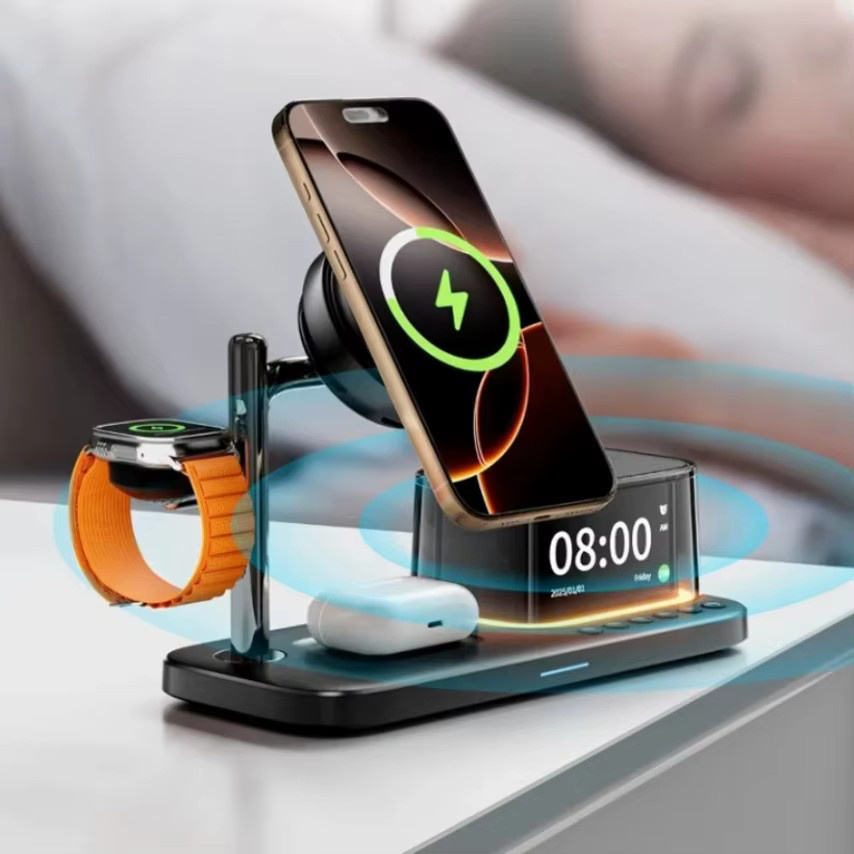 Opansten 25W TEC ICE Magnetisches kabelloses Ladegerät mit Bluetooth-Lautsprecher und Kühlung in Schwarz für iPhone 12-17 Pro Max, Apple Watch und AirPods - Bild 1