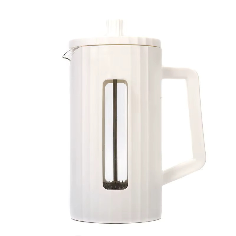 YRP Französische Presse Kaffeemaschine aus Borosilikatglas mit Milchaufschäumer, transparent/weiß, 1000 ml oder 600 ml - Bild 2