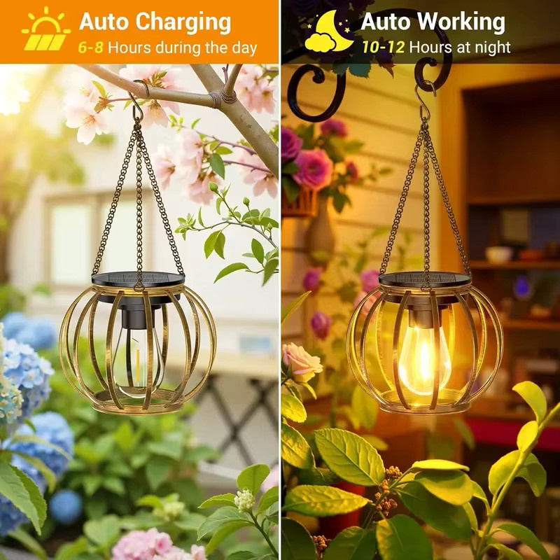 Leclstar Solarlaternen Set aus Metall mit warmweißem Filament-Licht für Garten und Terrasse - Bild 2