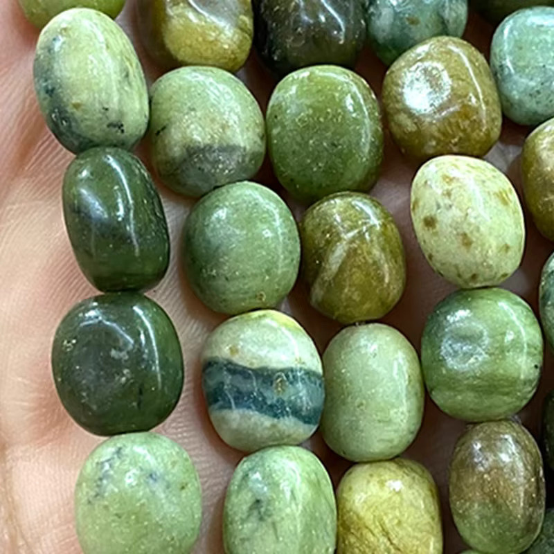 LUOMAN XIARI Spacer Perlen, Grün, Taiwan Jade Jaspis, 15'' - Bild 3
