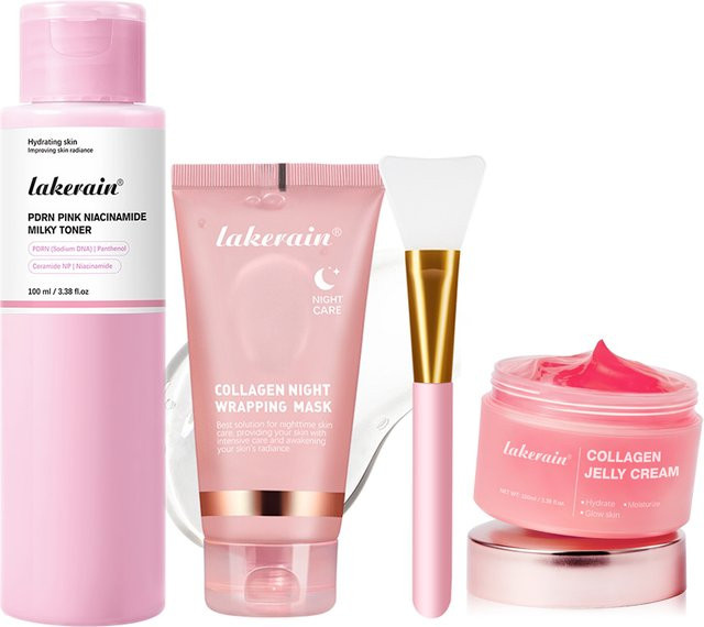 lakerain Kollagen Gesichtspflege-Set, Gelcreme, Peel-Off Maske, Toner - Bild 1