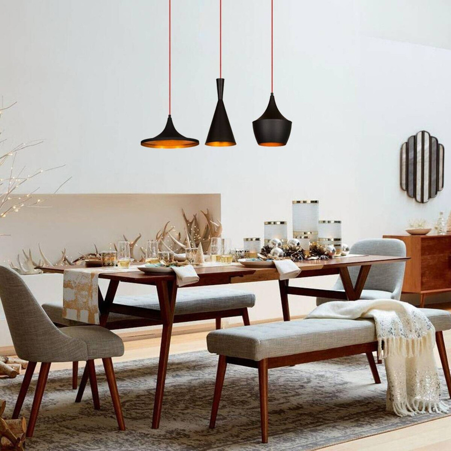 Opviq Pendelleuchte Elmas in Gold und Schwarz aus Metall mit 3 E27 Fassungen, B/H/T: 80 x 130 x 80 cm - Bild 2