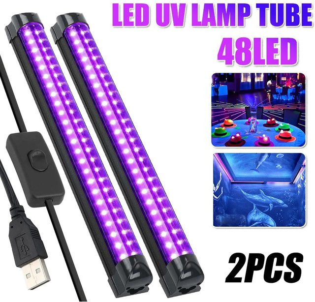 UV-Schwarzlicht-Lampenleiste mit Schalter, 385–400 nm, schwarzer Lichteffekt für Party und Deko - Bild 1