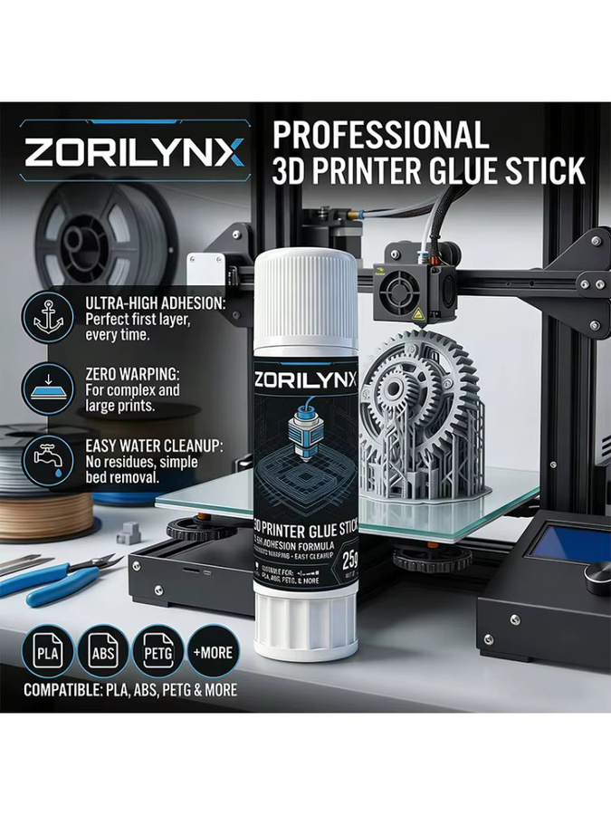 ZORILYNX 3D-Drucker Klebestift in Weiß für PLA ABS PETG TPU Filament zur Vermeidung von Verzug - Bild 7