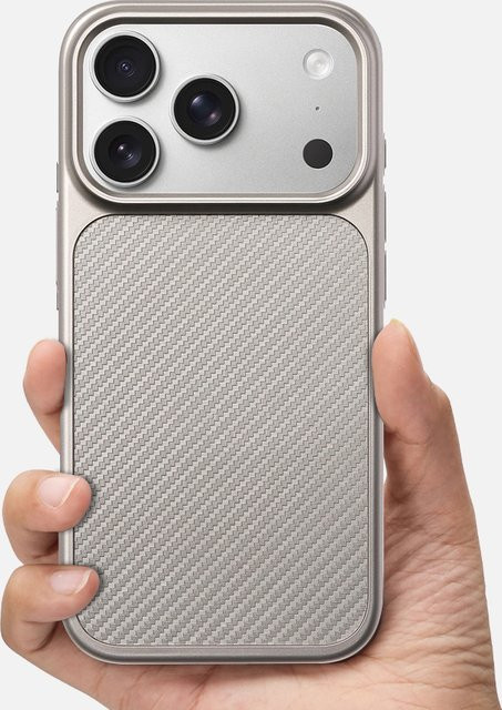 YX Luxus Business Schutzhülle mit Carbonfaser-Muster für iPhone 17, iPhone 16 und iPhone 15 Pro Max, matt, Gold, kompatibel mit MagSafe für magnetisches kabelloses Laden - Bild 1