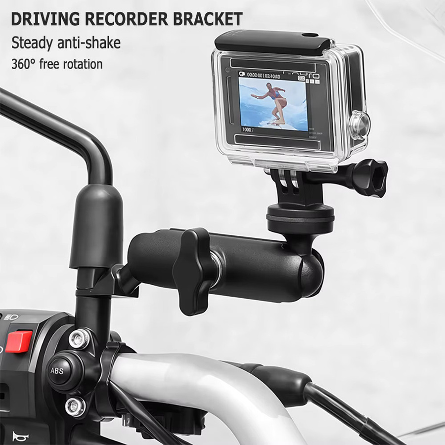 GoPro 360 Grad rotierende Lenkerhalterung für Fahrrad und Motorrad in Schwarz, kompatibel mit GoPro Hero 13 12 11, Insta360 X5 und DJI Osmo Action - Bild 2