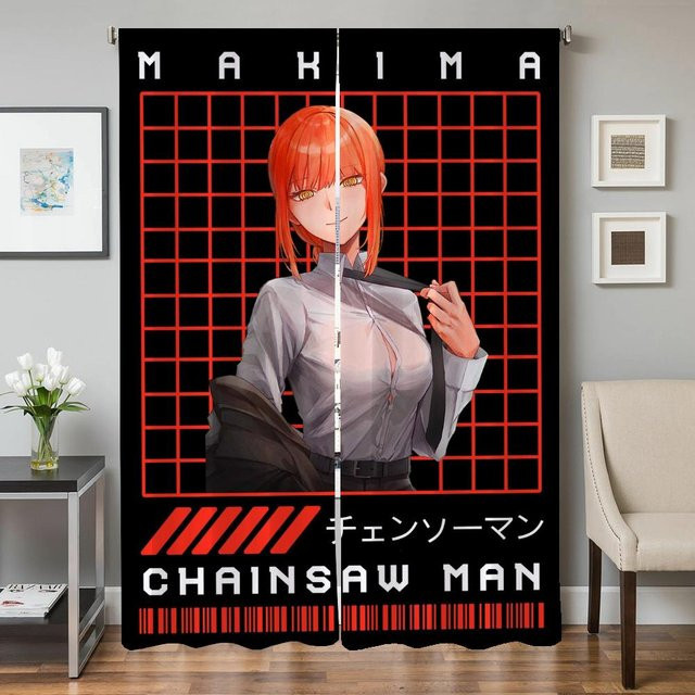 Chainsaw Man Verdunkelungsvorhänge Set aus 2 Stück für Wohnzimmer und Schlafzimmer, Mehrfarbig, Breite: 50 cm, Höhe: 70 cm - Bild 1