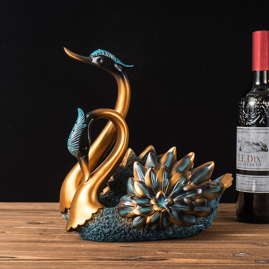 Yiran Furniture Schwan Ornamente aus Harz als modernes Weinregal und Dekoration, B/T/H: 27 x 19,5 x 27,5 cm - Bild 1