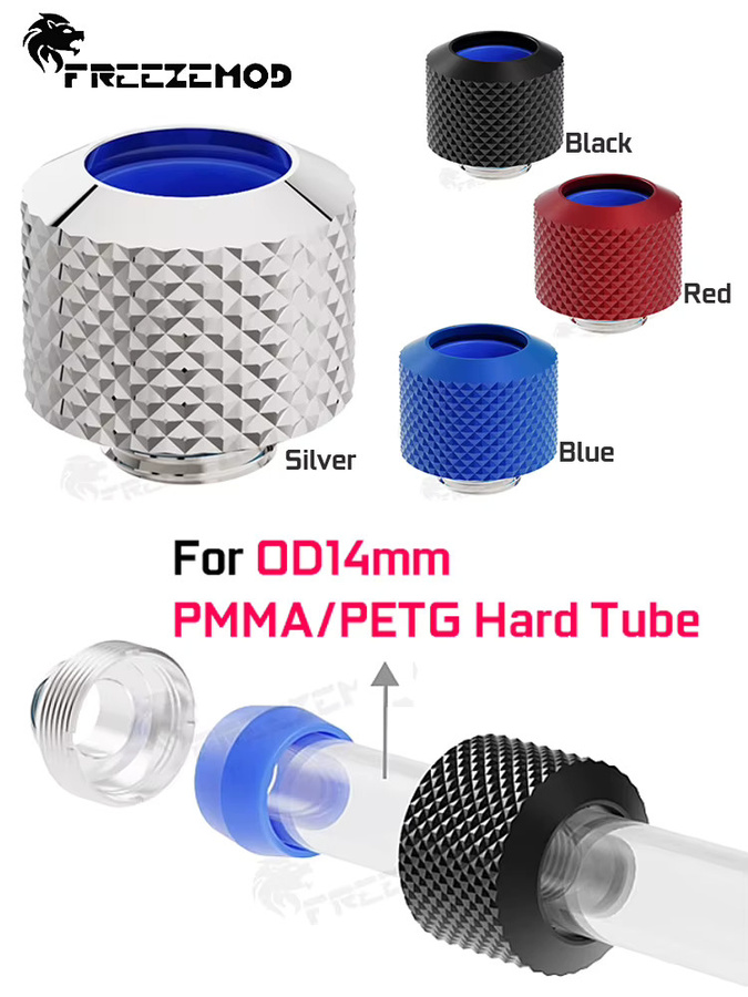 Freezemod OD14mm Harte Rohrverschraubungen Silikon Anti Drop Rohrhülse für Computer Wasserkühlung in Schwarz - Bild 3