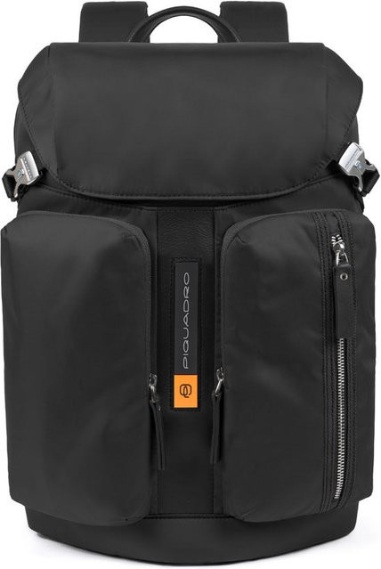 Piquadro PQ-Bios Laptoprucksack für 15,6 Zoll mit Überschlag und zwei Fronttaschen in Schwarz - Bild 1