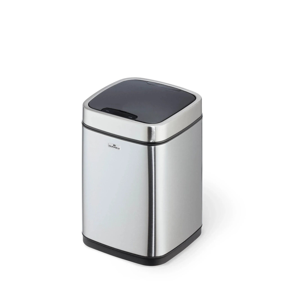 Durable Sensor-Abfalleimer No Touch aus Edelstahl in Silber, 6 Liter, B/T/H: 21 x 21 x 31,5 cm - Bild 3