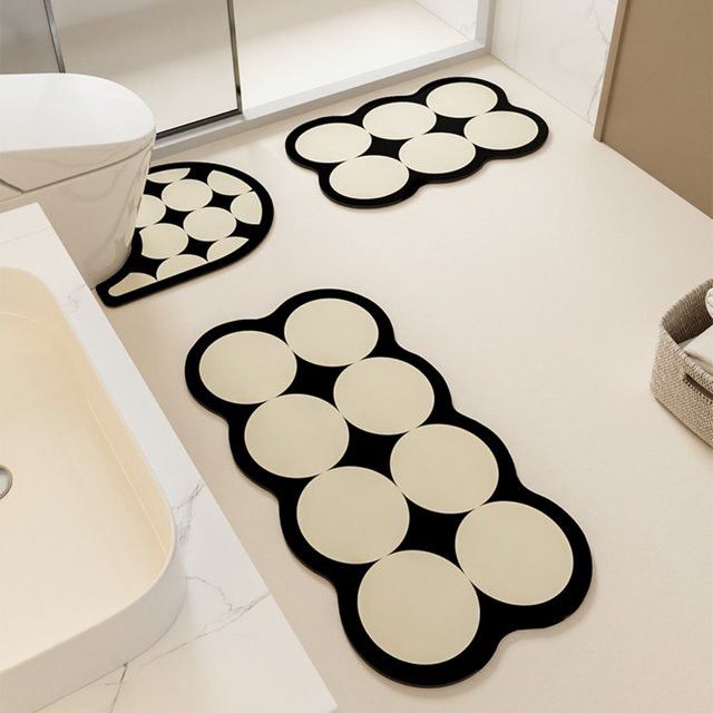 VIKAMA 3er-Set Badezimmer-Teppiche im Nordic Minimalist Polka Dot Design, rutschfest und saugfähig - Bild 1