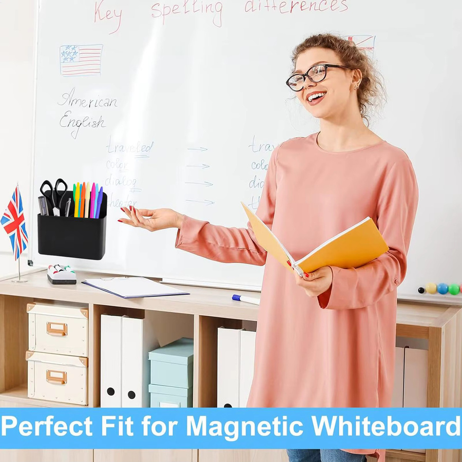Magnetischer Stifthalter und Tassenorganizer aus Kunststoff in Schwarz für Whiteboard-Marker und Schulbedarf - Bild 2