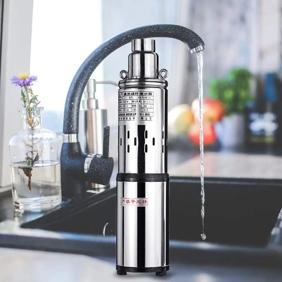 Bymaocar Edelstahl-Tauchpumpe 24V 200W in Silber für Tiefbrunnen mit 396GPH Durchfluss und 98ft Förderhöhe - Bild 4