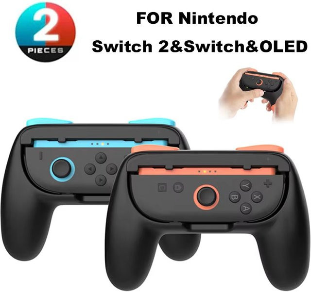 Handgriff-Schutzhülle und Gamepad-Ständerhalterung für Nintendo Switch und Nintendo Switch OLED in Schwarz - Bild 1