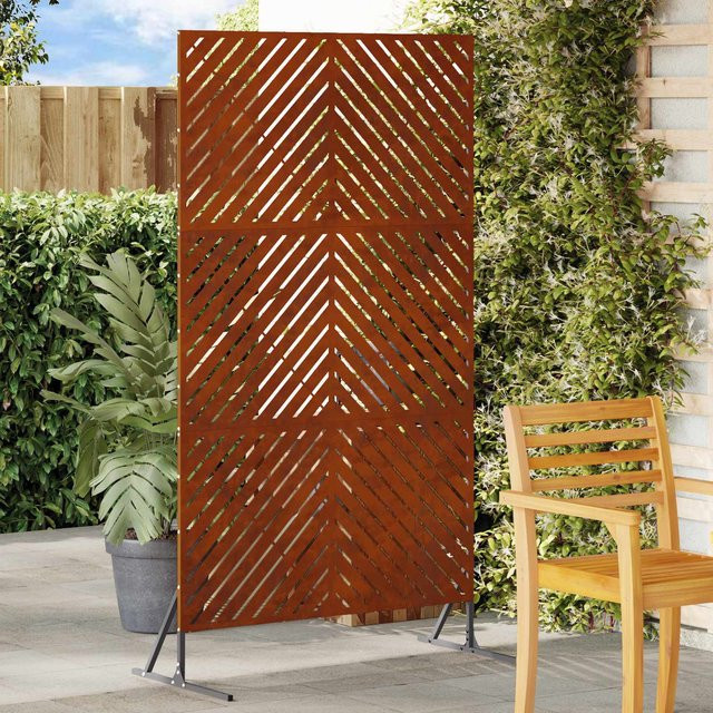 vidaXL Sichtschutz Paravent aus Stahl in Grau und Braun, B/T/H: 100 x 50 x 180 cm - Bild 2