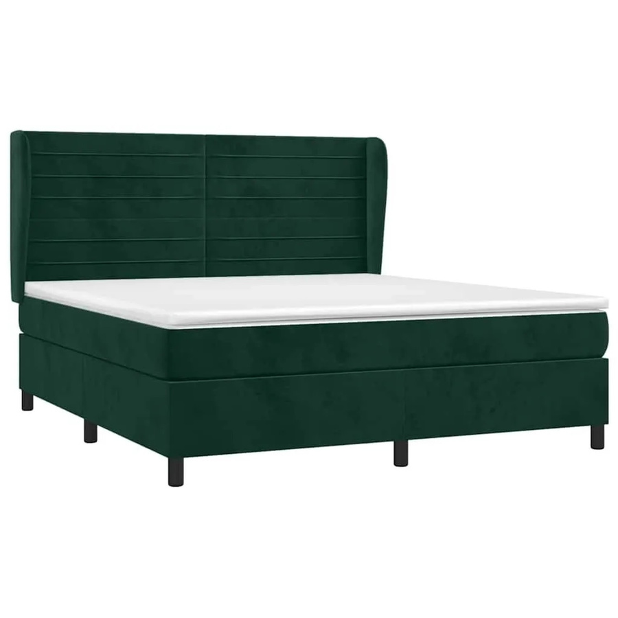 vidaXL Boxspringbett mit Matratze aus Samt in Dunkelgrün, Hybridbett mit Taschenfederkern, B/T: 180 x 200 cm - Bild 2
