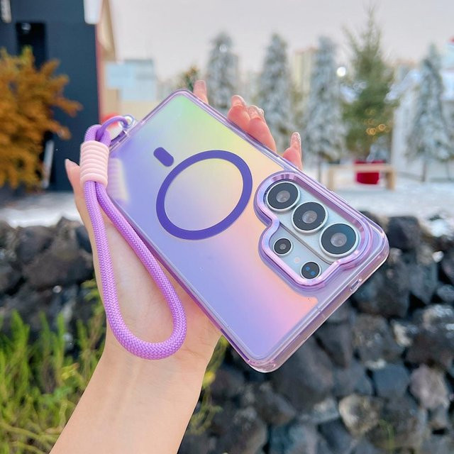 MagSafe Hülle mit Farbwechsel und Lanyard für Samsung Galaxy S26 Ultra S25 Ultra S26 Plus S25 FE A57 A37 A56 A36 A17 A16 5G in Multicolour Transparent Purple - Bild 1