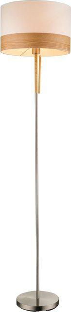Globo Stehleuchte CHIPSY in Nickel matt und Beige mit Textilschirm und Holzdetails - Bild 1