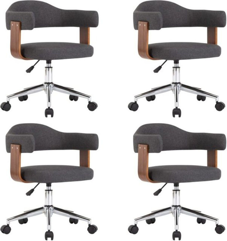 Set aus 4 Esszimmerstühlen von vidaxl in Grau mit Bugholz und Stoff, modern und drehbar - Bild 1