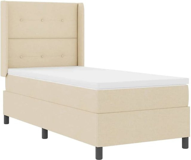 vidaXL LED Boxspringbett mit Matratze in Beige, B/T/H: 100 x 200 x 103 cm - Bild 1