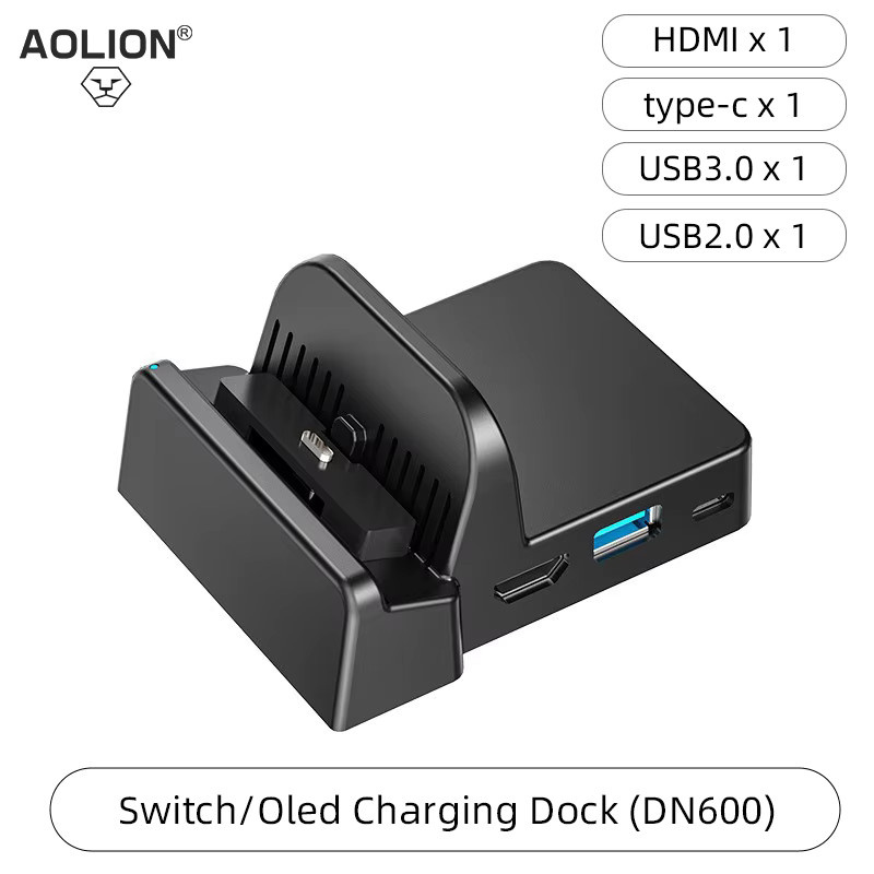 5 in 1 4K HDMI Adapter und Ladestation für Nintendo Switch 1 und 2 in Schwarz - Bild 6