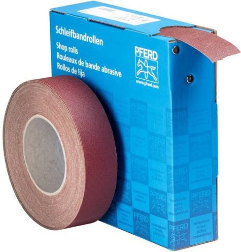 PFERD Korund Schleifbandrolle SBR für universelle Anwendung, Körnung 120, Farbe Braun, B: 3,8 cm, L: 25 m - Bild 1