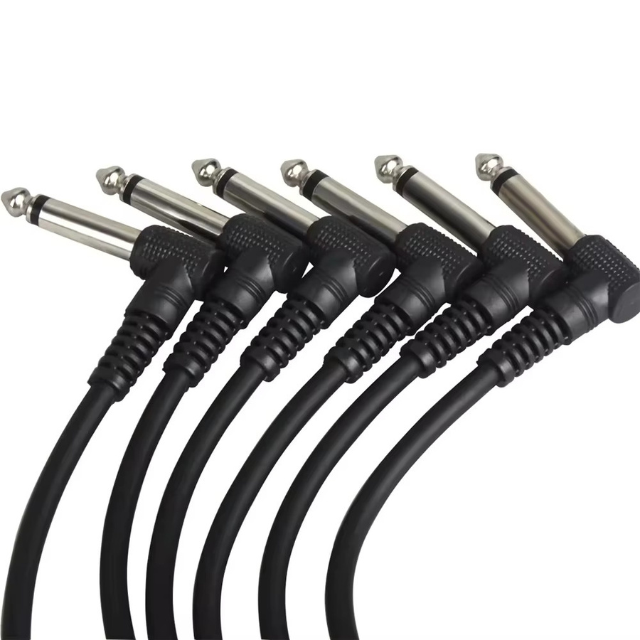 IRIN 6er Set Gitarren Effektpedal Kabel mit 6,35mm Winkelstecker, schwarz, geschirmt und rauscharm - Bild 4