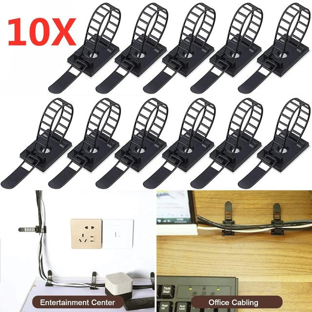 Selbstklebende USB-C Kabel Organizer Clips zur Kabelverwaltung in Schwarz oder Weiß - Bild 1