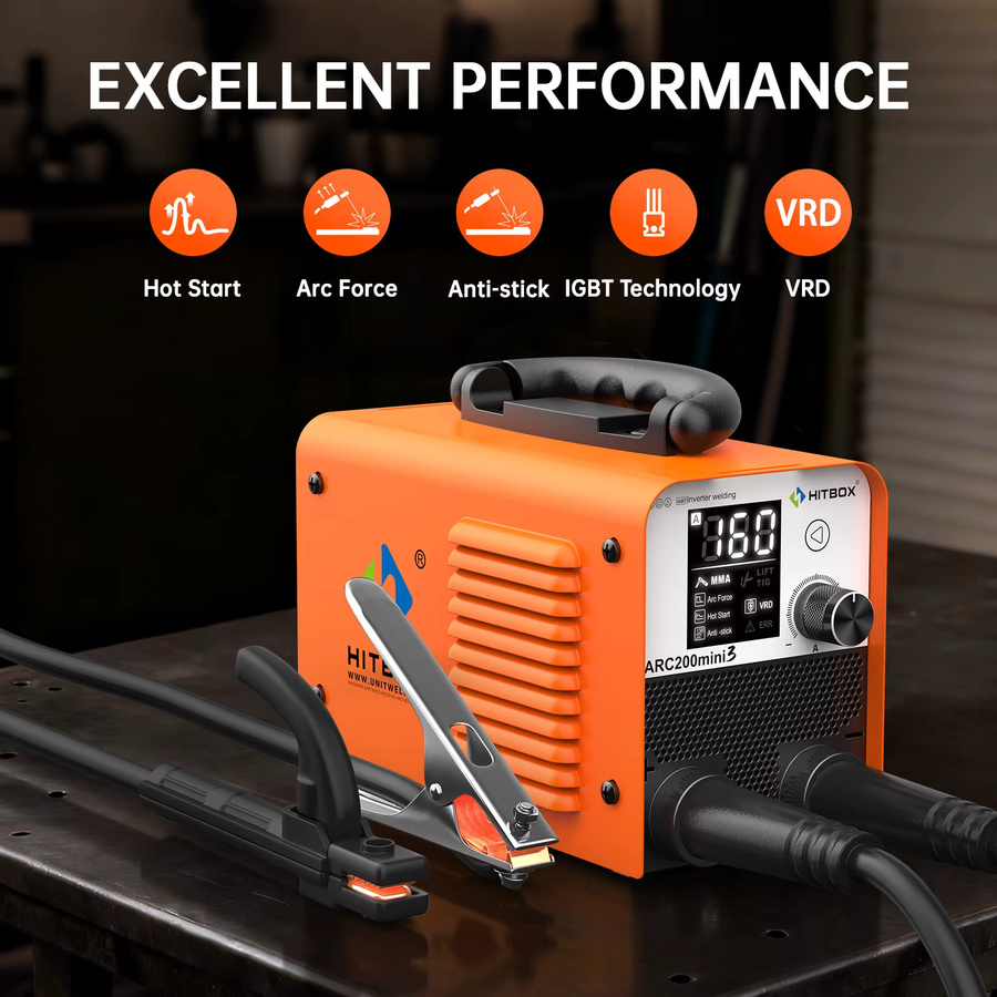 HITBOX 2-in-1 MMA Lift TIG Schweißgerät ARC200mini3, tragbarer Mini-Inverter-Schweißer mit IGBT-Technik in Orange - Bild 3