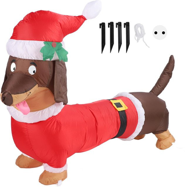 Beleuchtbarer aufblasbarer Dackel von GoolRC in Braun für Weihnachten, Höhe: 150 cm - Bild 1