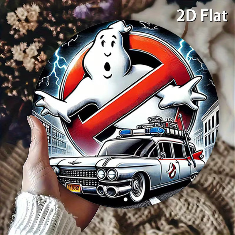 Potdemiel Ghostbusters Ecto-1 Rundes Aluminium-Metallblechschild in Mehrfarben, Rustikale Wandkunst Durchmesser: 20 cm - Bild 4
