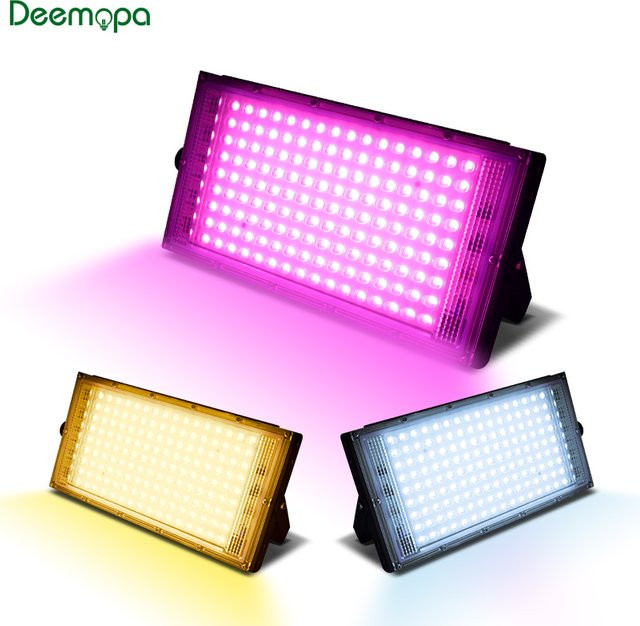 DEEMOPA LED Flutlicht Scheinwerfer IP65 Wasserdicht, 50W, Schwarz, Mehrfarbig - Bild 1