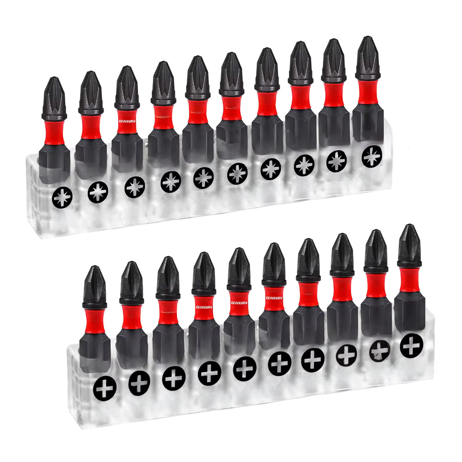 Geinxurn Impact Magnetic Pozidriv Bit-Set aus S2-Stahl mit Sockel, Kreuzschlitz-Schraubendreher-Bits Pozidriv #2 und #2 - Bild 3