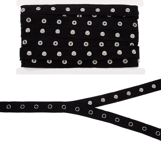Schwarzes Metall-Druckknopfband in Silber, 5 Yards, 3/4-Zoll Nähband für Overalls und Kleidung - Bild 1