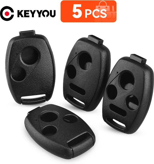 KEYYOU Ersatzgehäuse für Honda Fit CRV Civic Insight Ridgeline HRV Jazz Accord mit 2/3/4 Tasten in Schwarz ohne Schlüsselblatt - Bild 1