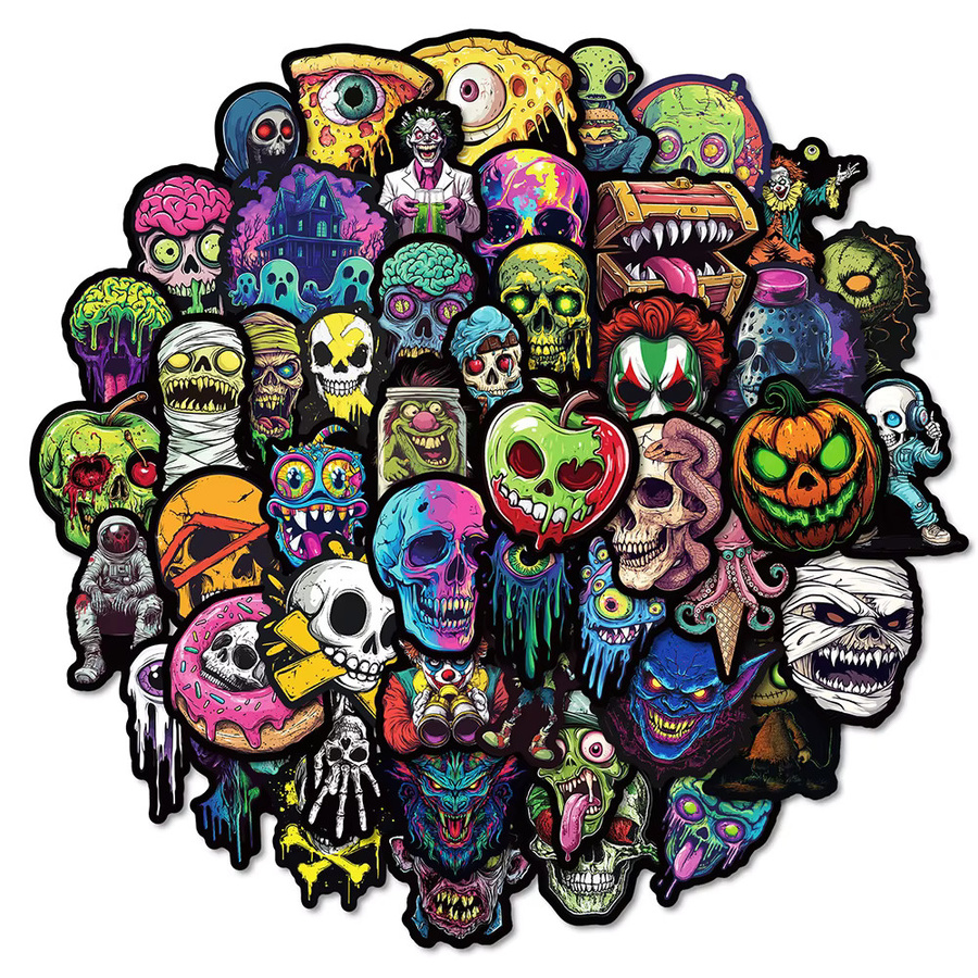 Kpustyle Horror Joker Schädel Aufkleber Set, Wasserdichte Sticker in Multicolour für Laptop, Skateboard und Motorrad - Bild 2