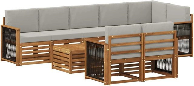 vidaXL Sofagarnitur aus Massivholz Akazie in Braun mit modernem Latten-Design - Bild 1