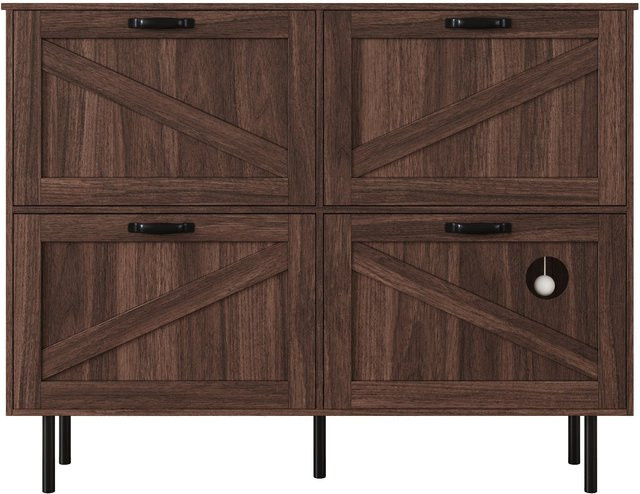 Schuhschrank von GL Store in Braun mit 3 Klappen und Belüftung, B/T/H: 120 x 28 x 92 cm - Bild 1