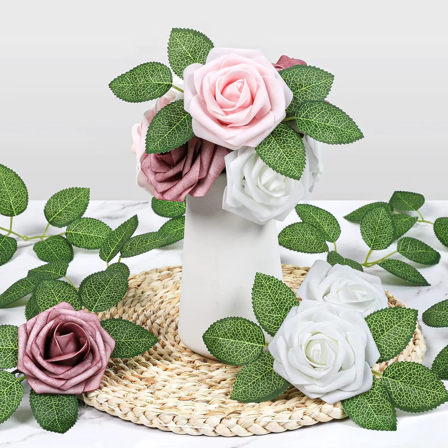 ZQCY Künstliche Seidenrosen in Pink für DIY-Dekorationen, Hochzeit und Valentinstag - Bild 2