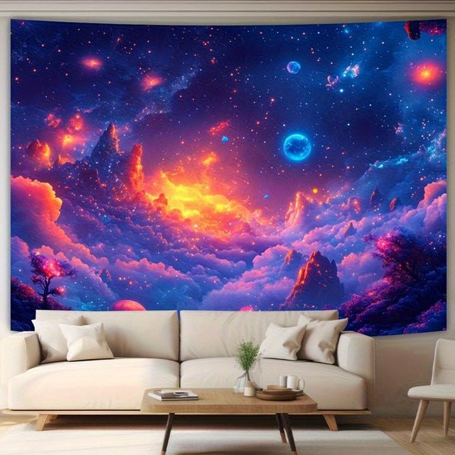 Dekorativer Wandbehang mit Sternenhimmel-Motiv von JMG Household Supplies in Blau, Digitaldruck aus Polyester, B x H: 70 x 100 cm - Bild 1