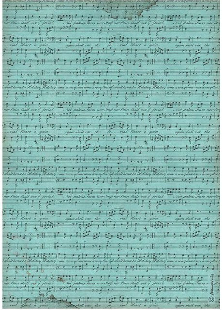 Stamperia Motiv-Strohseide Music - Background Score in Blau, A4, Papier - Bild 1