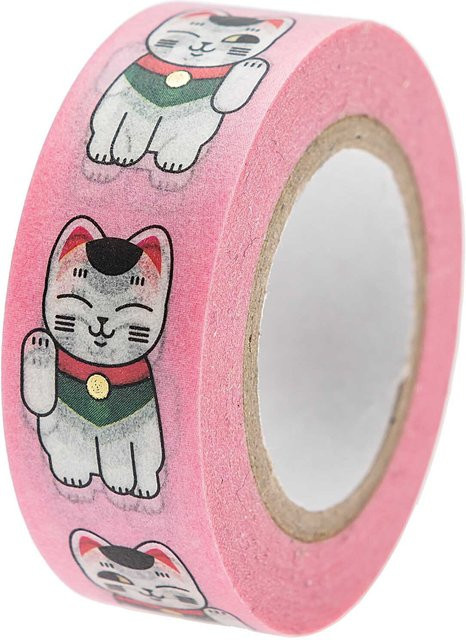 Rico Design Paper Poetry Tape Jardin Japonais Winkekatze in Rosa und Multicolour, Breite: 1,5 cm, Länge: 10 m - Bild 1