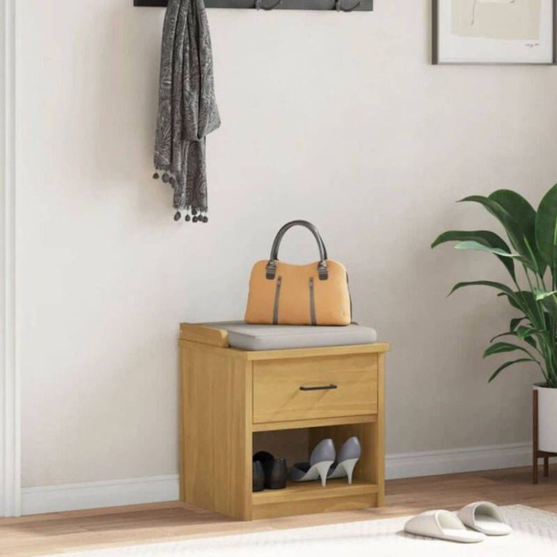 Vidaxl Flurbank Sandnes aus Kiefer in Braun und Natur im Landhaus- und Skandinavischen Stil, B/T/H: 45 x 40 x 50 cm - Bild 1