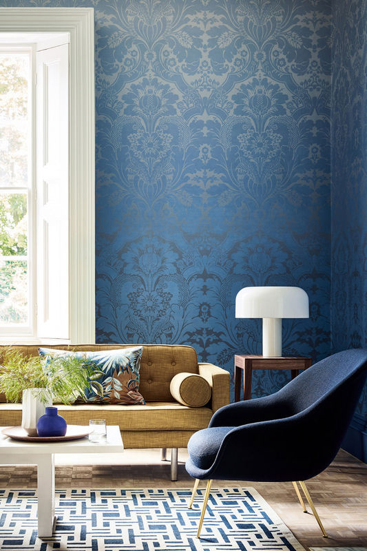 Little Greene Mural Tapete StJames Park Cobalt Fade in Blau mit abstraktem Design - Bild 3