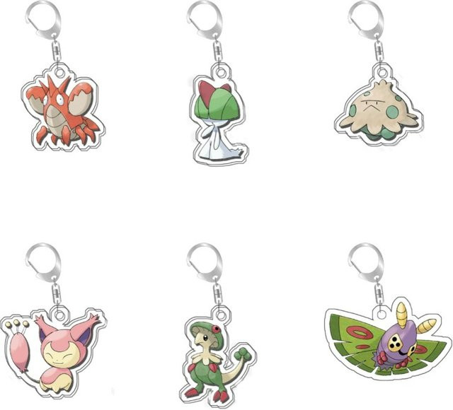 Keeppley Pokémon Schlüsselanhänger, Corphish Ralts Shroomish Skitty Breloom Dustox, Bunt / Mehrfarbig - Bild 1