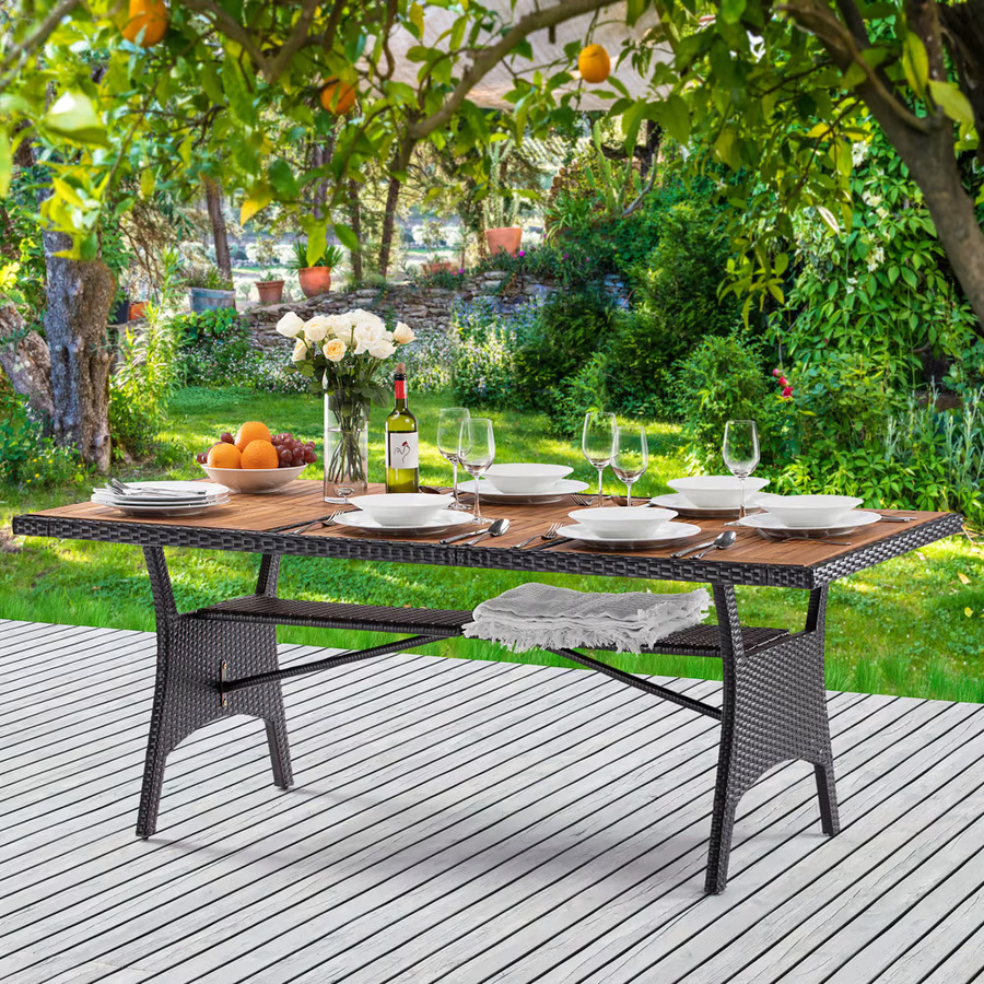 CASARIA Polyrattan Gartentisch Takeo Braun aus Akazienholz B/T/H: 190 x 90 x 74 cm - Bild 2